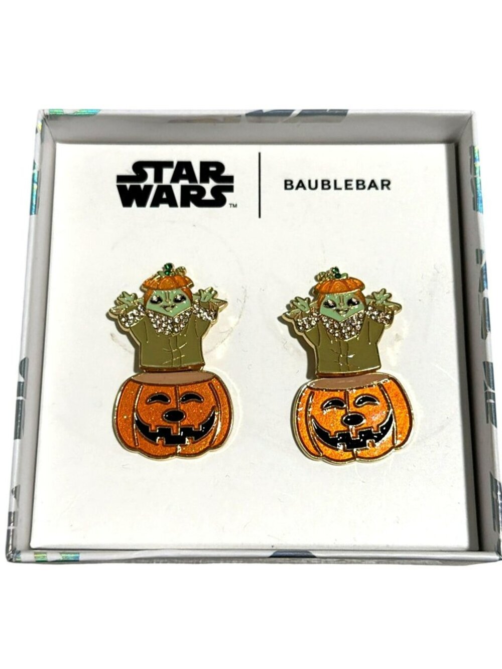Star Wars BaubleBar Grogu Halloween Pumpkin Earrings Disney Collectible Jewelry